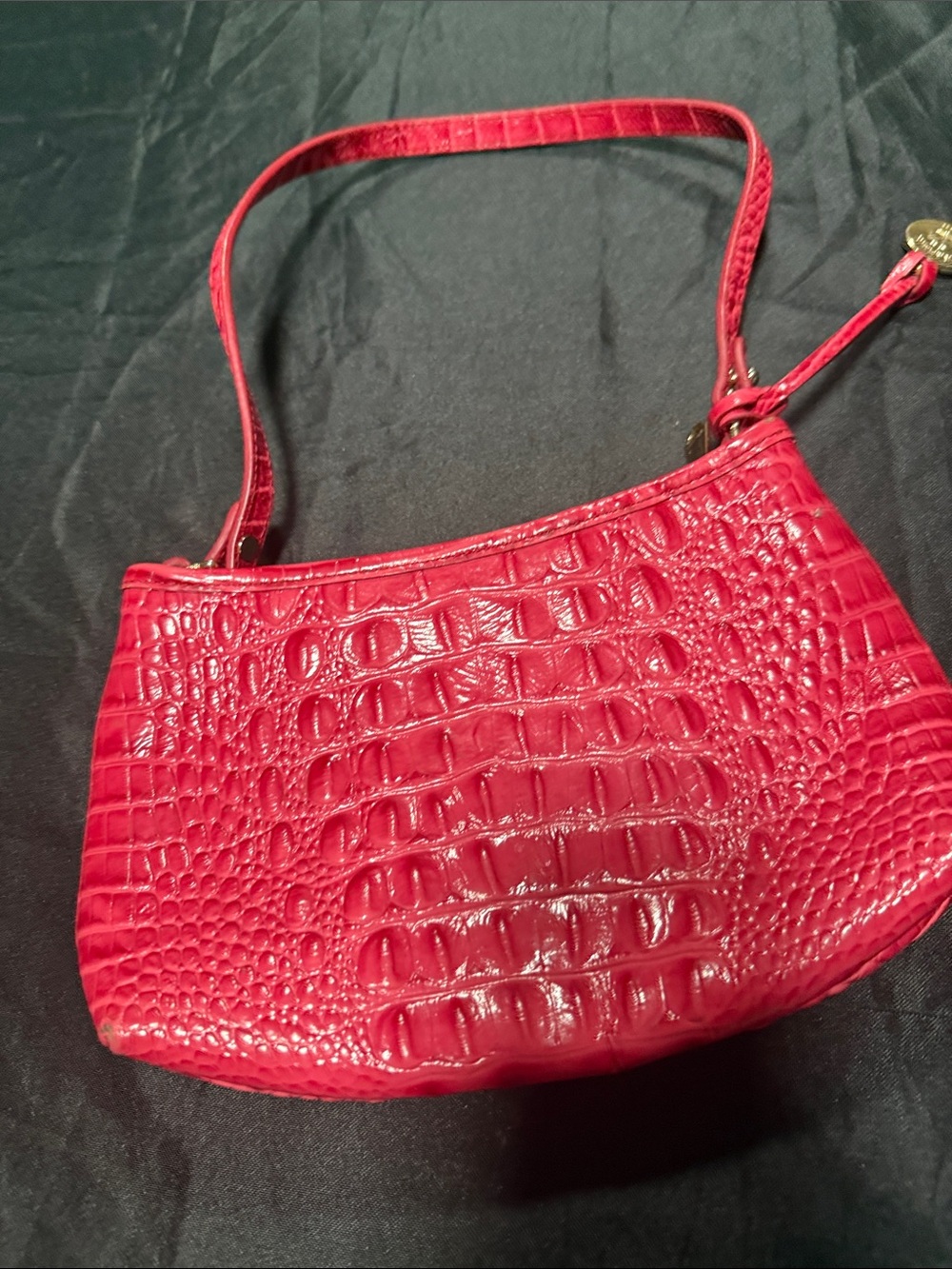 Brahmin Pink Croc-Embossed Shoulder Bag
